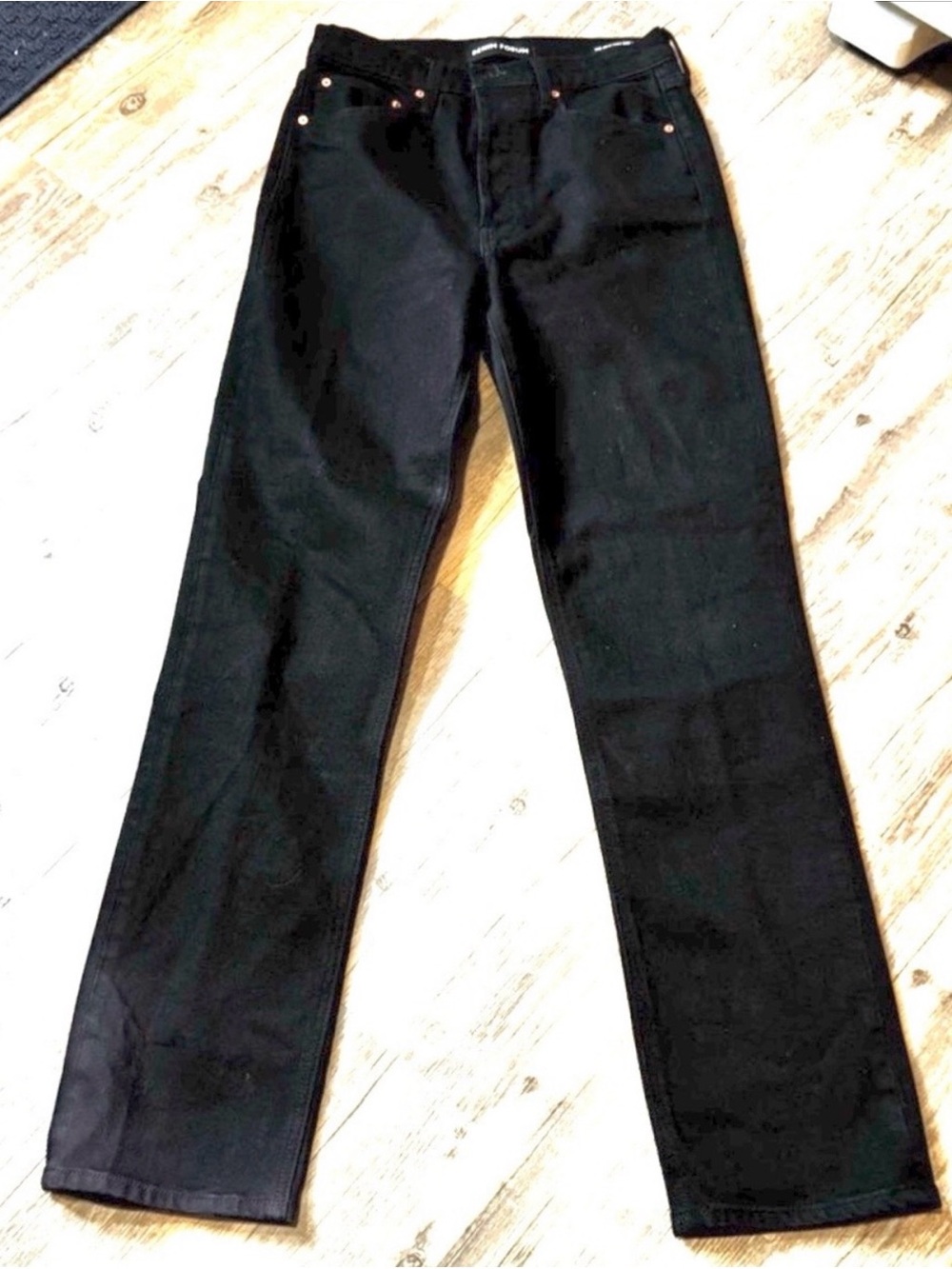 Denim Forum The Arlington High Rise Straight Leg Black Jeans Size 27